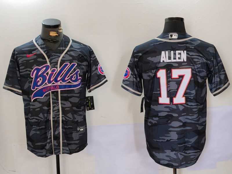 Mens Buffalo Bills #17 Josh Allen Camo Team Cool Base Stitched Baseball Jersey